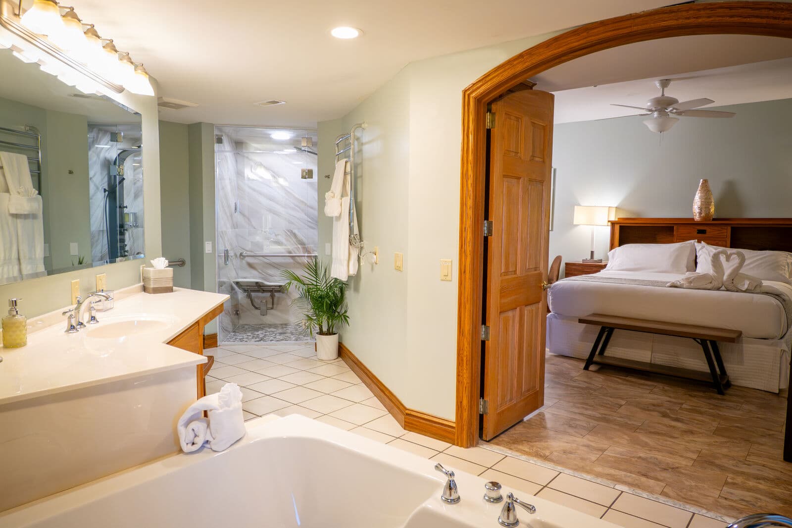 Chambourcin view of bed room from bath room