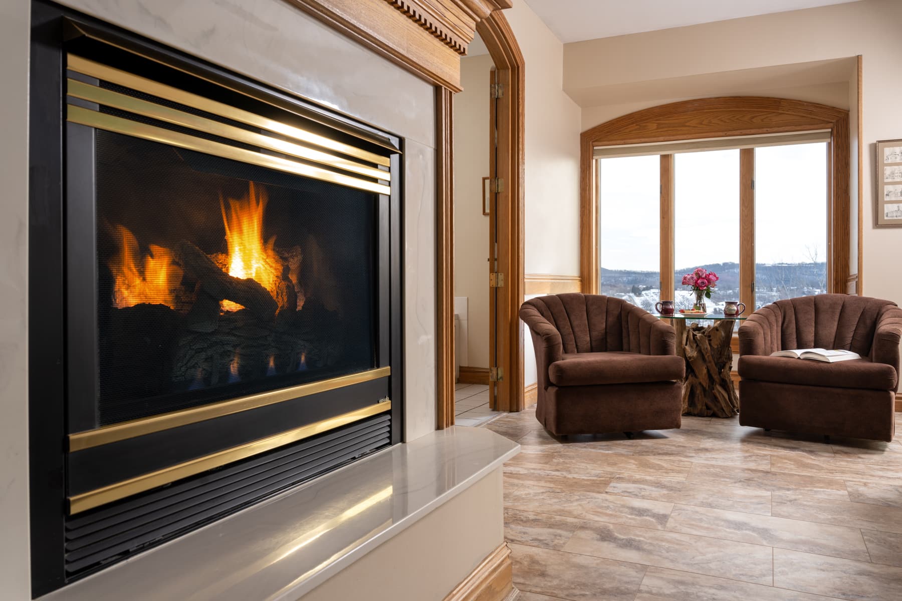 bedroom with fireplace