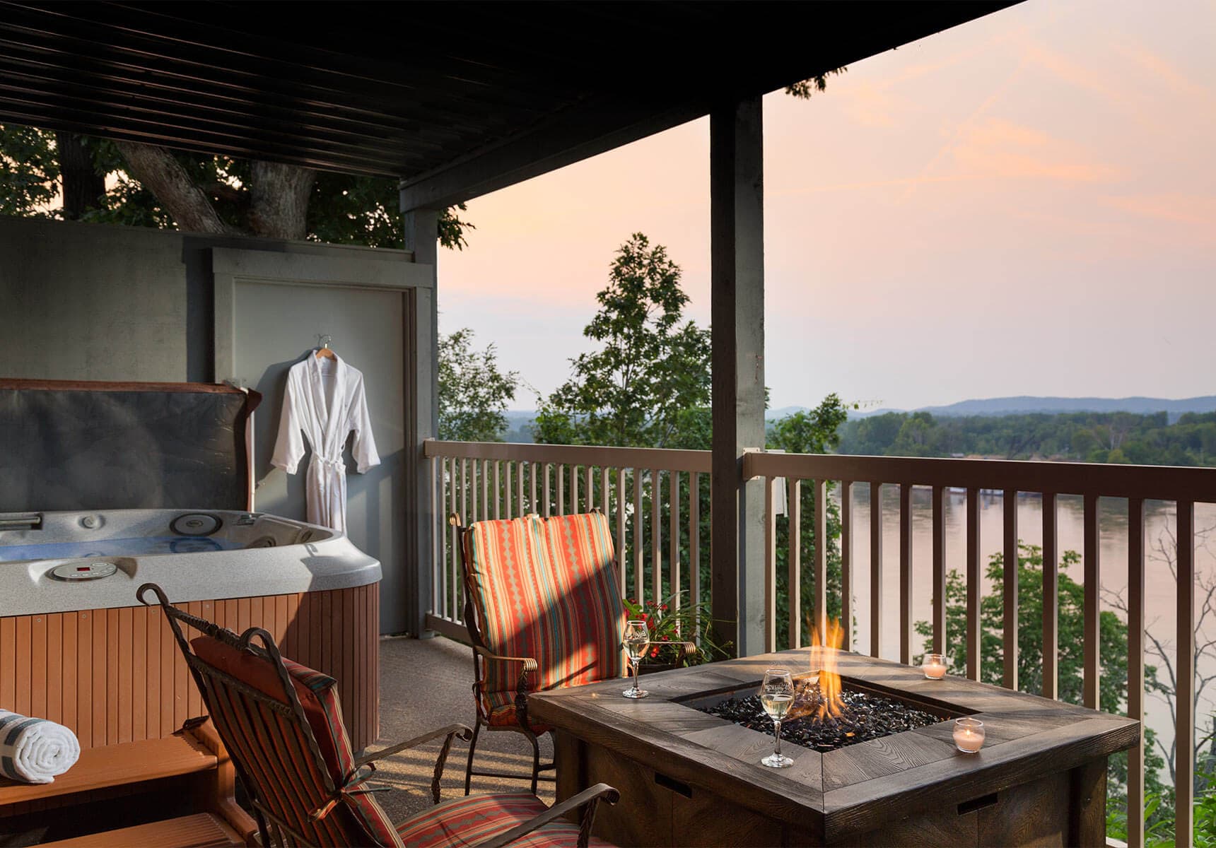 Outdoor Hot Tub and Firepit Table