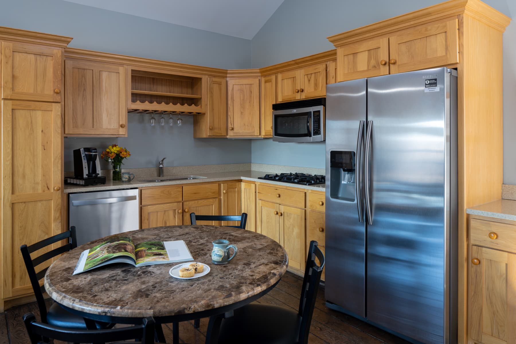 Kitchen with refrigerator