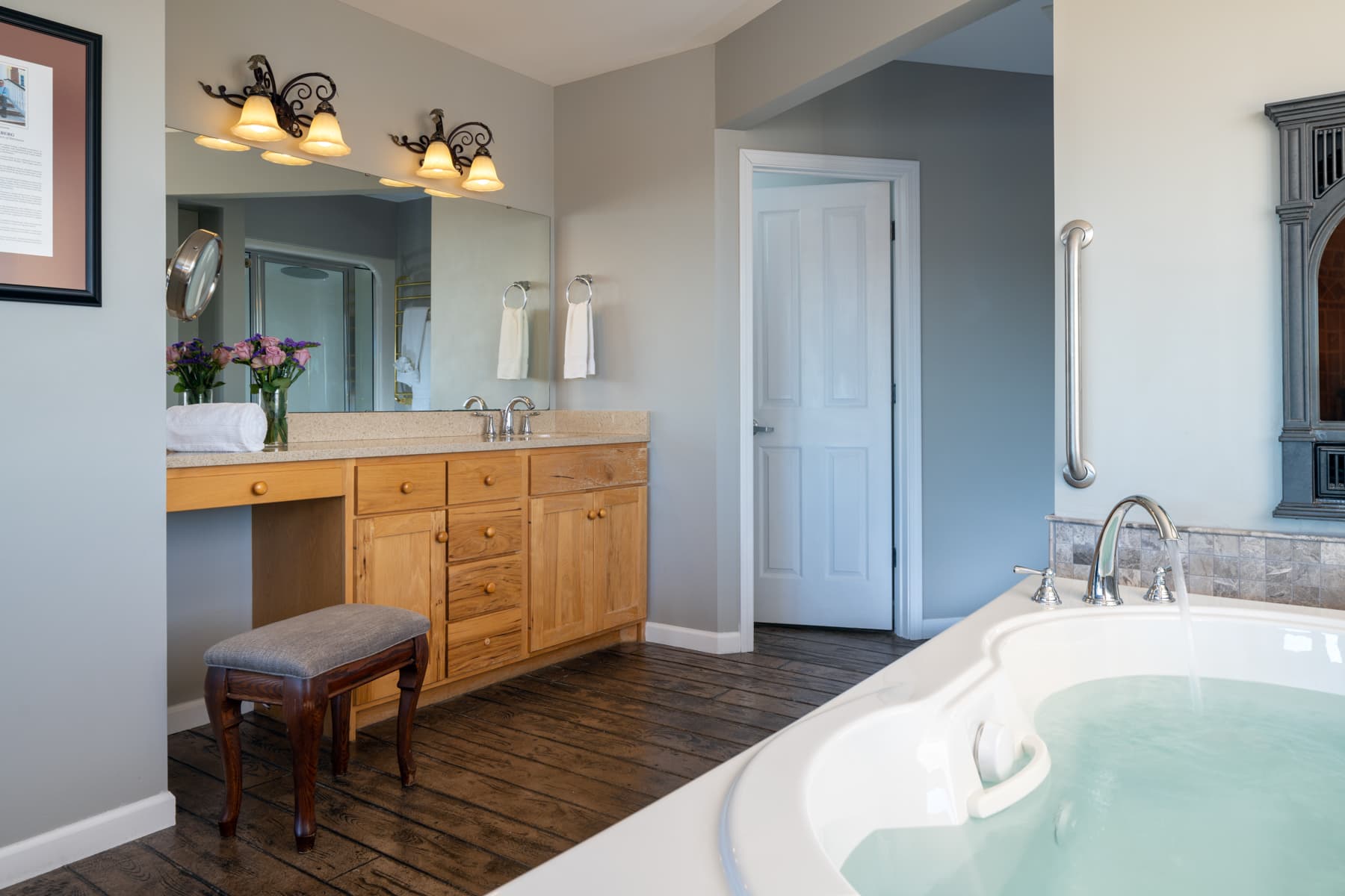 Bathroom vanity and tub
