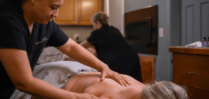 Couples massage with two therapists at Hermann Hill spa.